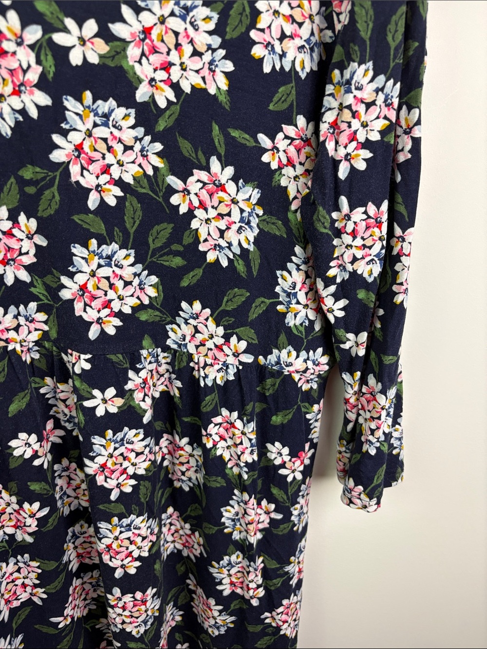 Joules Floral V-Neck Long Sleeve tunic Dress in Navy size 14 - Picture 5 of 7